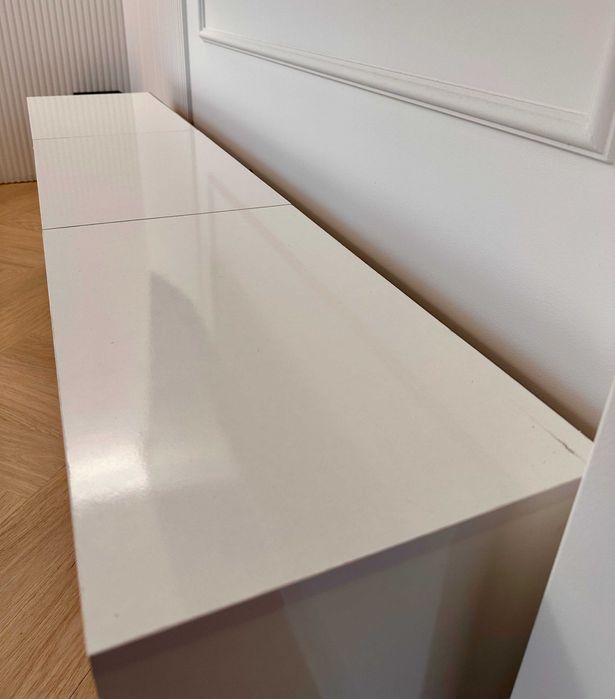 Szafka Pod Telewizor Szafka RTV Komoda Biały Połysk 150x30x44,5 cm