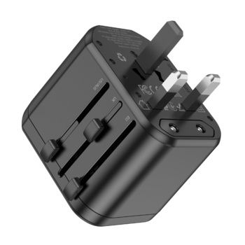 Borofone Adapter sieciowy ładowarki BAC1 - 2xUSB, USA, UK, EU, AU