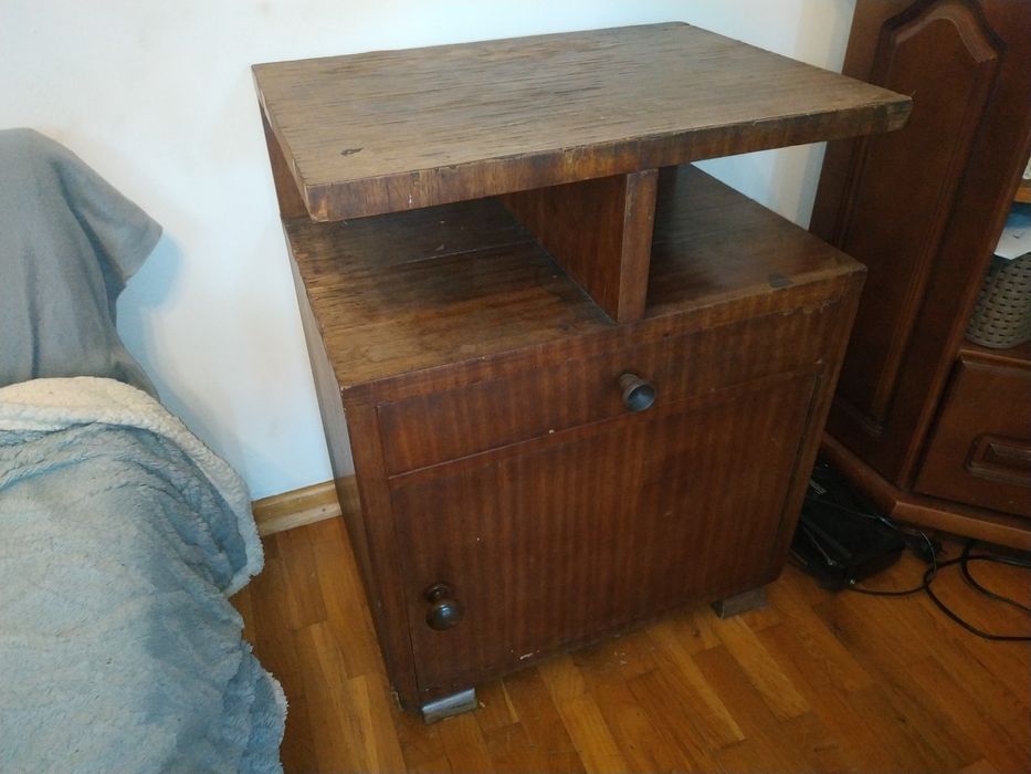 Stara Drewniana Komoda Szafka Nakastlik Fornir Art Deco Komoda PRL