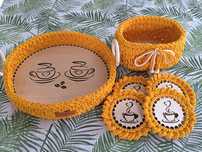 Zestaw na stół taca podkładki koszyk na słodycze ciastka handmade