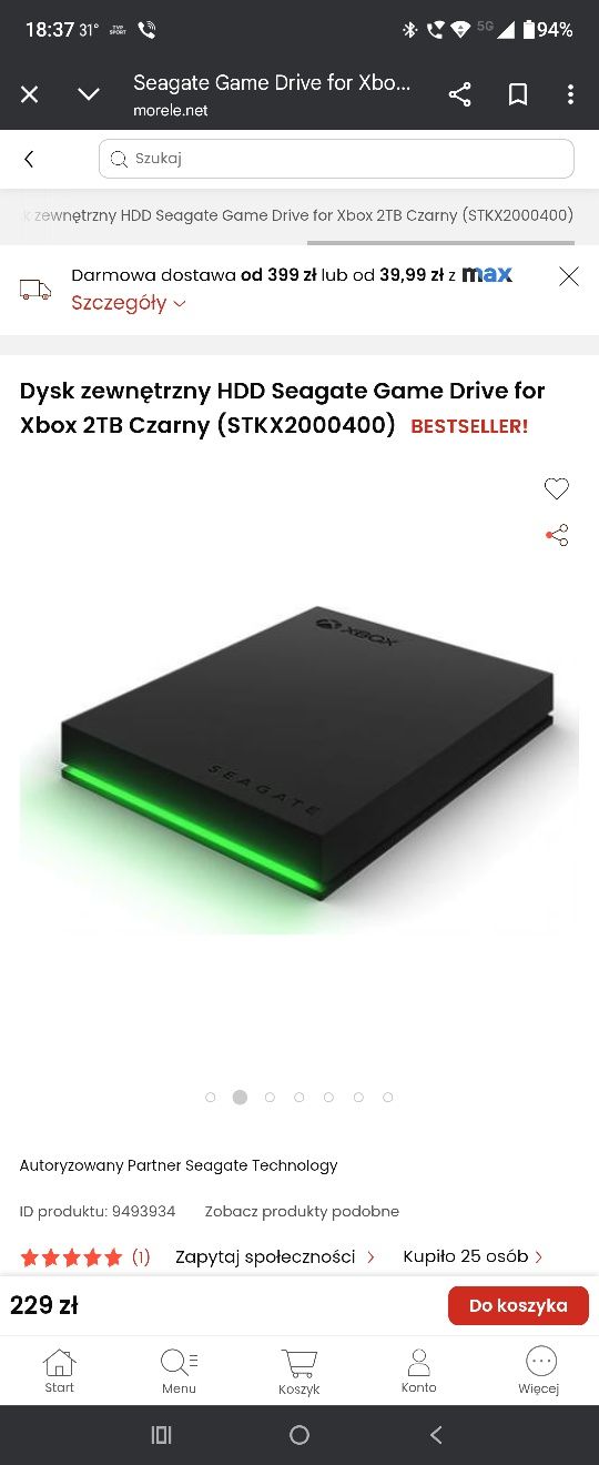 Dysk zewnętrzny HDD Seagate Game Drive for Xbox 2TB Czarny (STKX200040