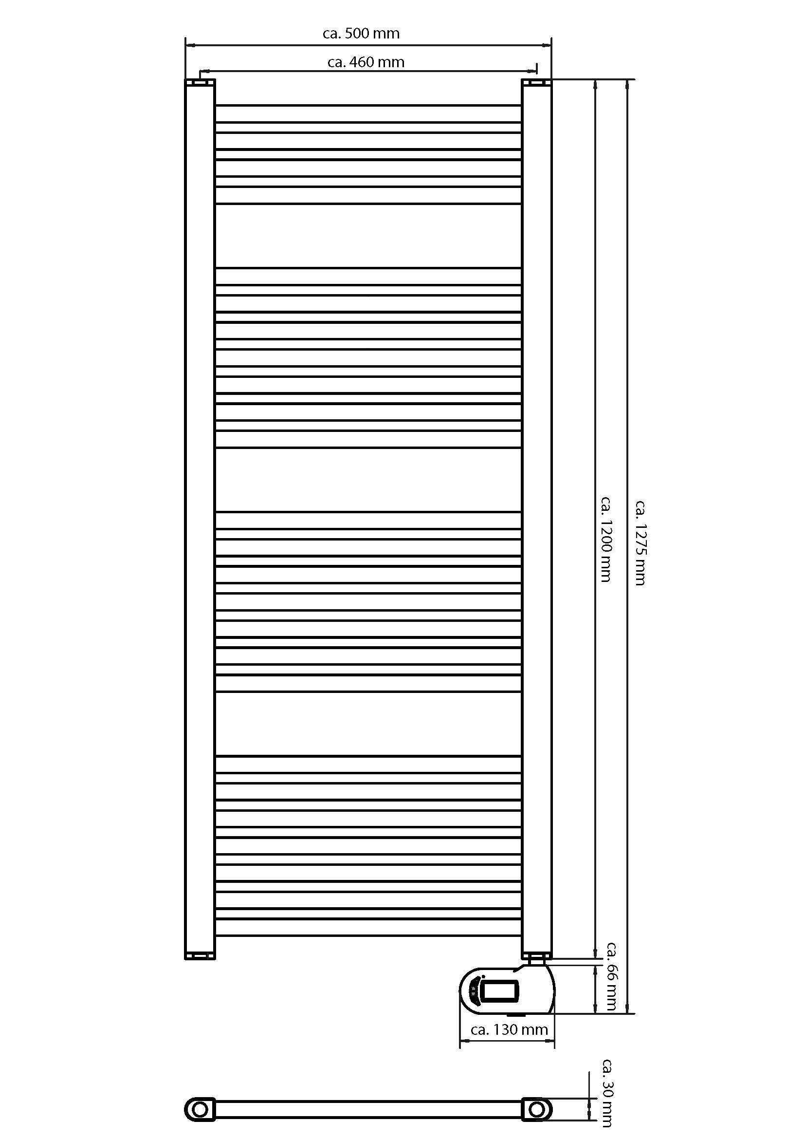 Grzejnik łazienkowy elektryczny BHKWZ1 1200 x 500