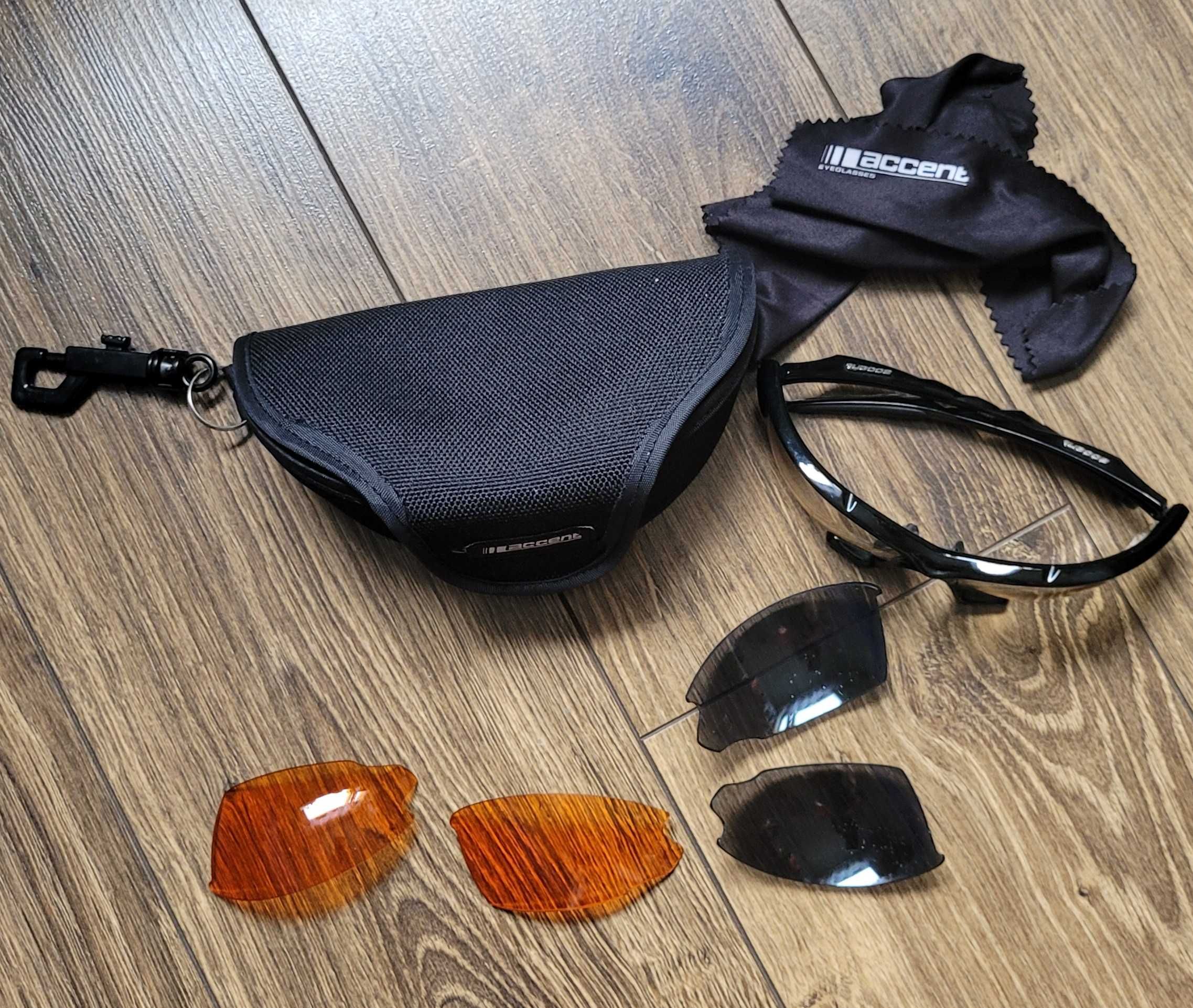 okulary rowerowe Accent wymienne szkła 3 filtry kolory sportowe + etui