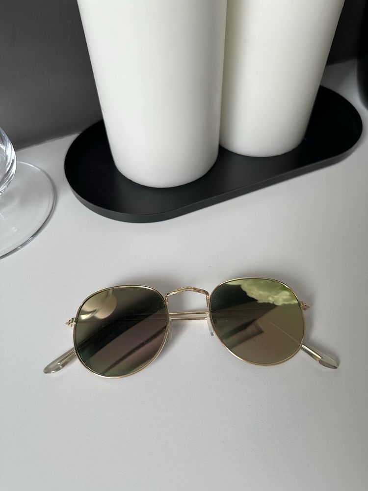 H&M okulary przeciwsłoneczne lenonki złote