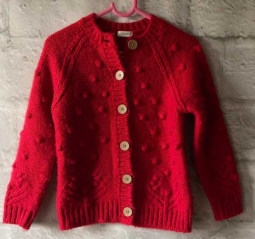 Rozpinany czerwony sweterek Next 4-5 lat 110cm
