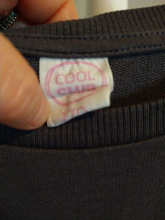 Szara bluza z lamą z cekinów, coolclub, wzrost 164 cm