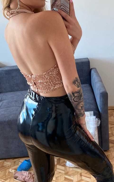 Legginsy na zamek latex lateks lateksowe vinyl pvc M sexi sexy seksy