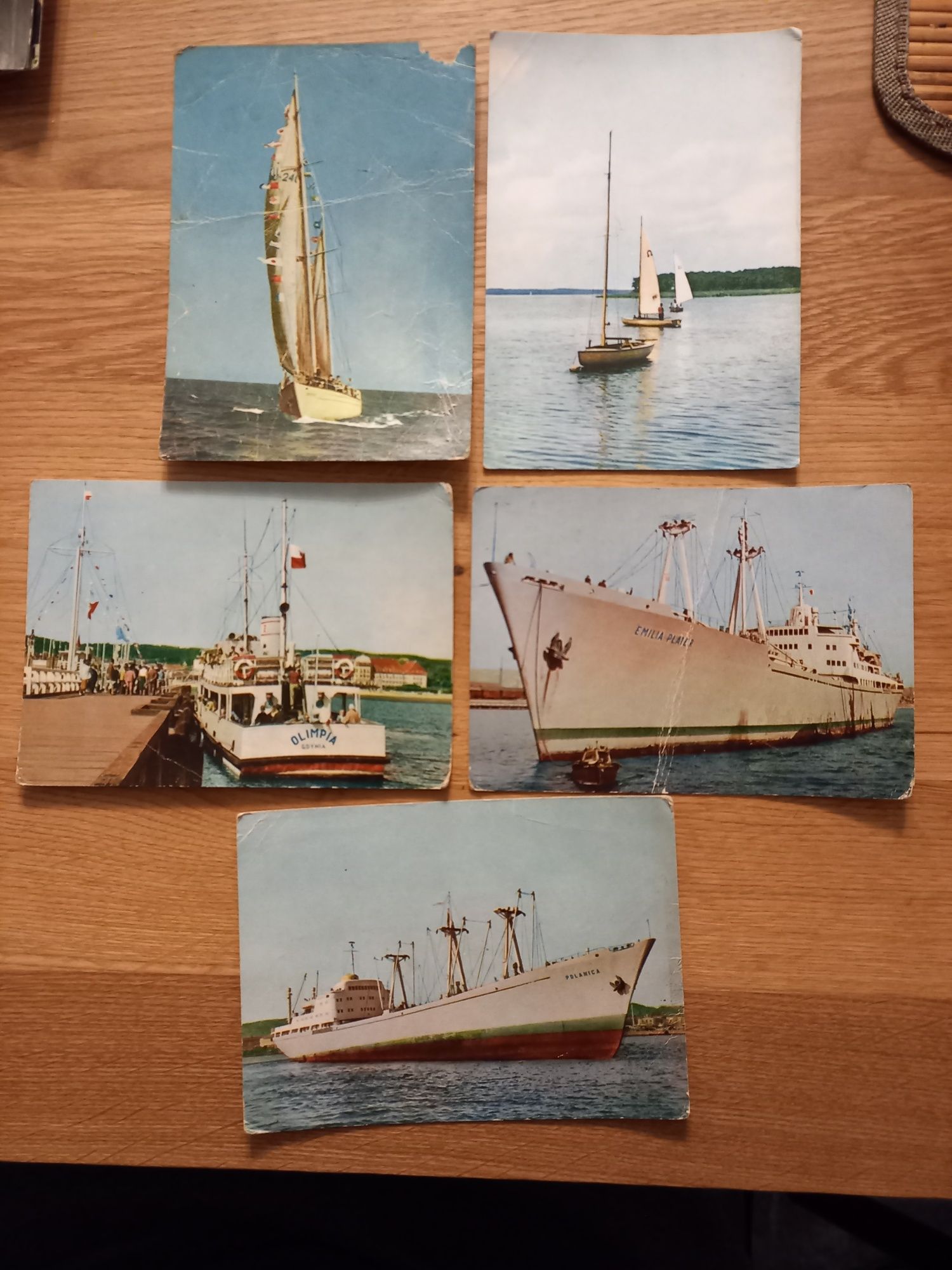 Pocztówki ze statkami i żaglówkami  - lata 70 XX wieku PRL