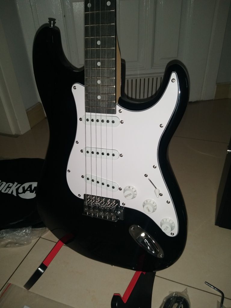 Gitara Elektryczna RockJam RJEG02-SK-BK Wzmacniacz Zestaw