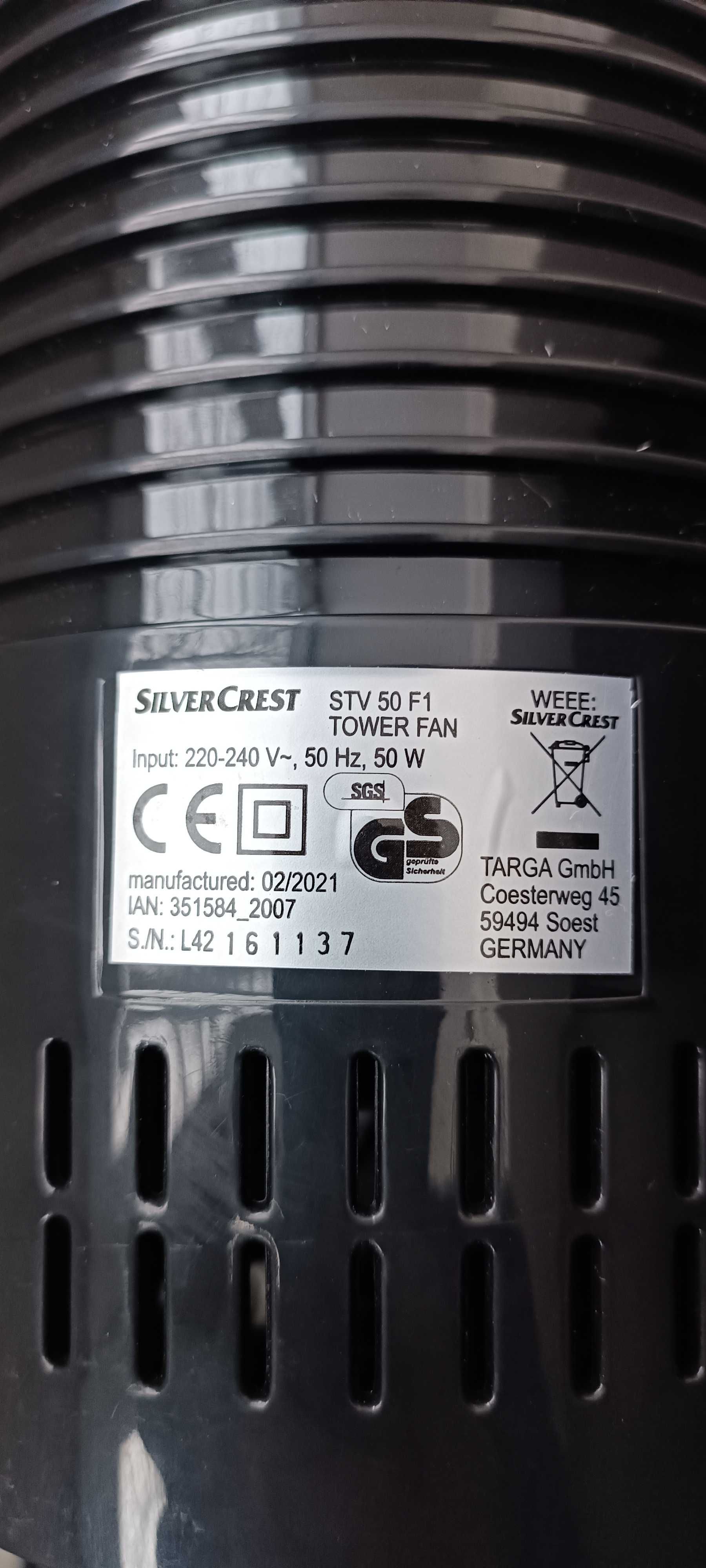 Вентилятор колонний Silver Crest STV 50 F1 Чорний