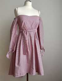 Sukienka letnia Sandro mini midi z paskiem  100% bawełna rozmiar S M