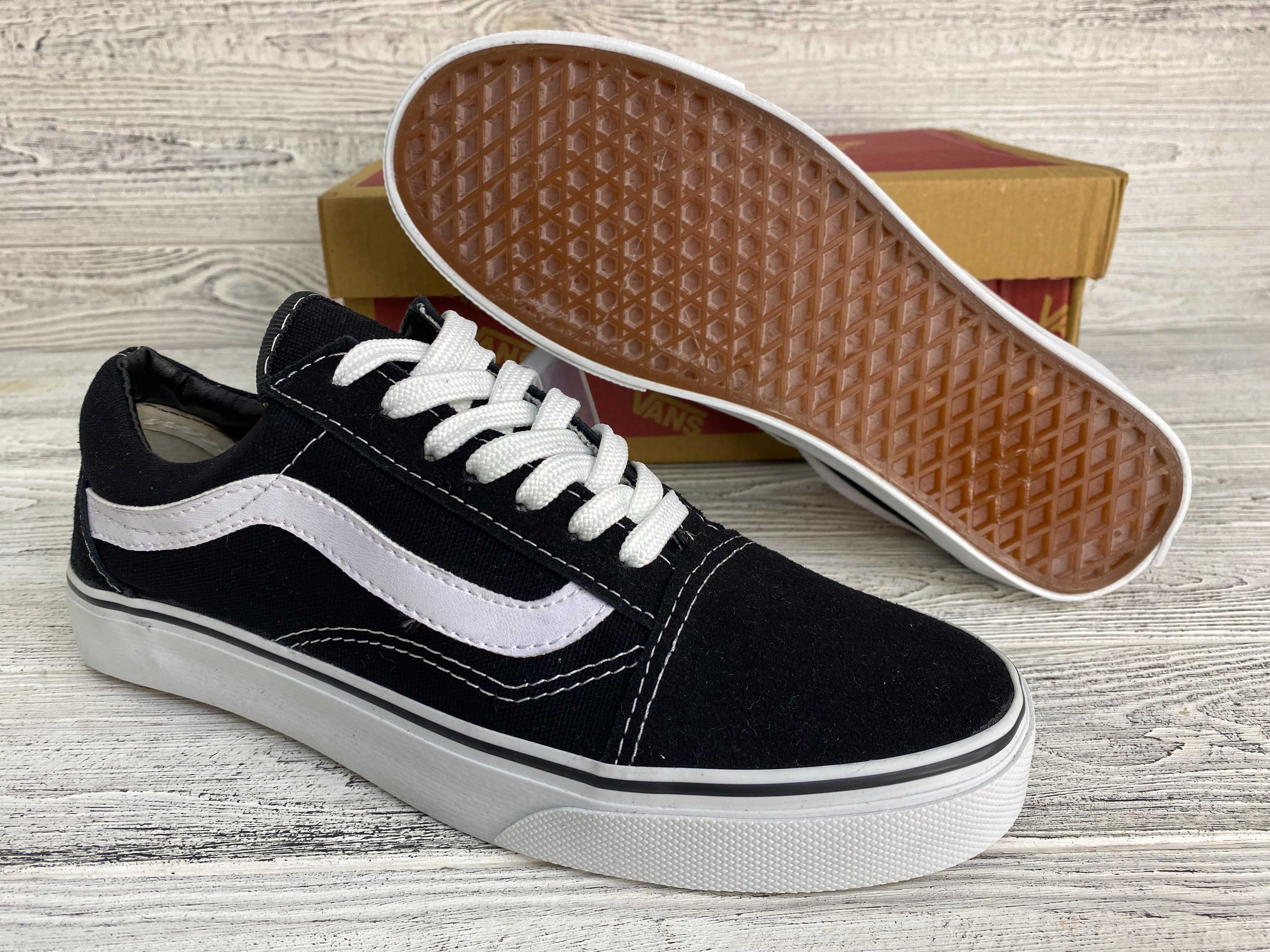 Кеди для самокату розмір 40-45 Vans Old Skool Ванс Олд Скул чорно-білі