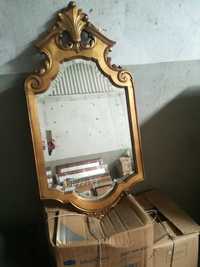 Espelho vintage em madeira lacada em dourado