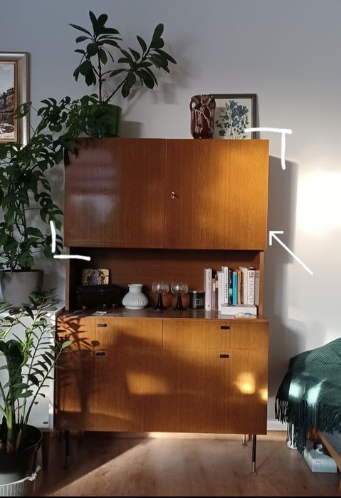 Szafka półka wisząca teak vintage prl NRD na książki