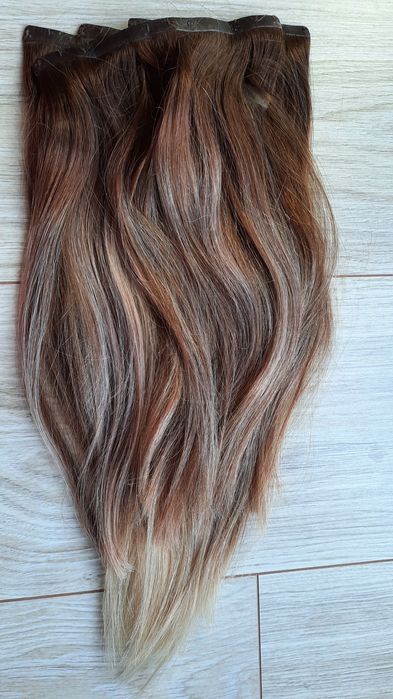 Włosy naturalne dopinka clip in ombre rubin extensions