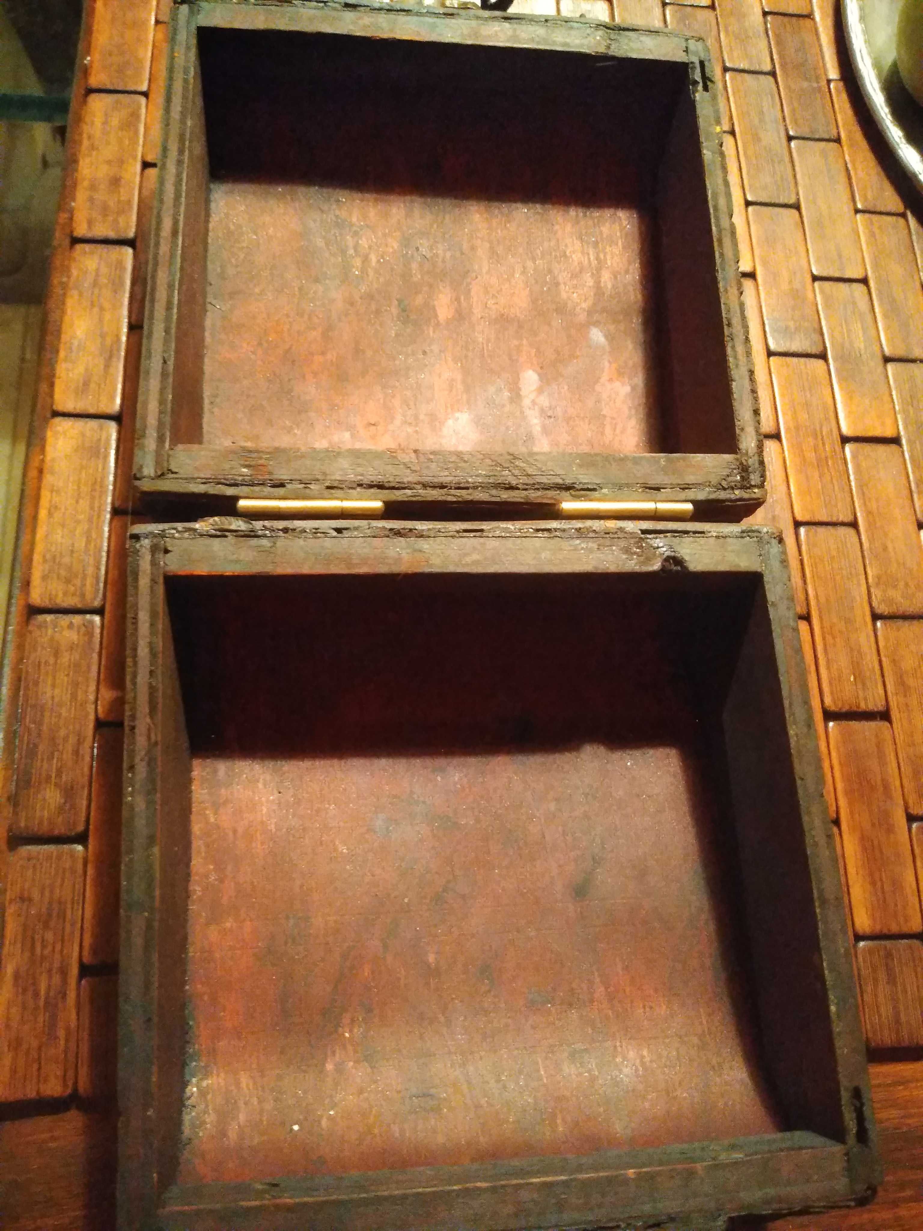 Oryginalna Malutka torebka kuferek vintage drewno metal wiklina