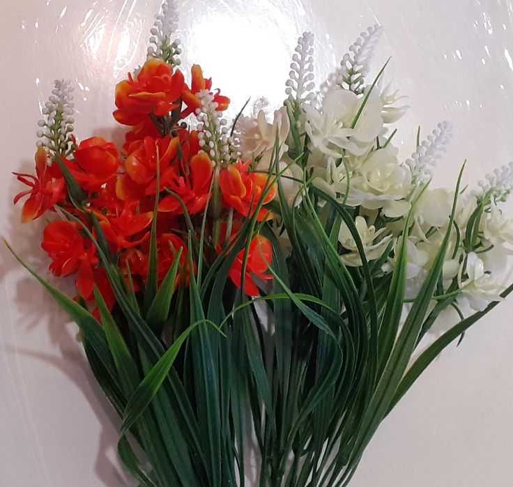 Bukiet plastikowe kwiatki pomarańczowe