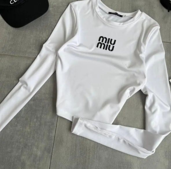 Лонгслив футболка  топ топик miu miu  миу миу новый белый размер м