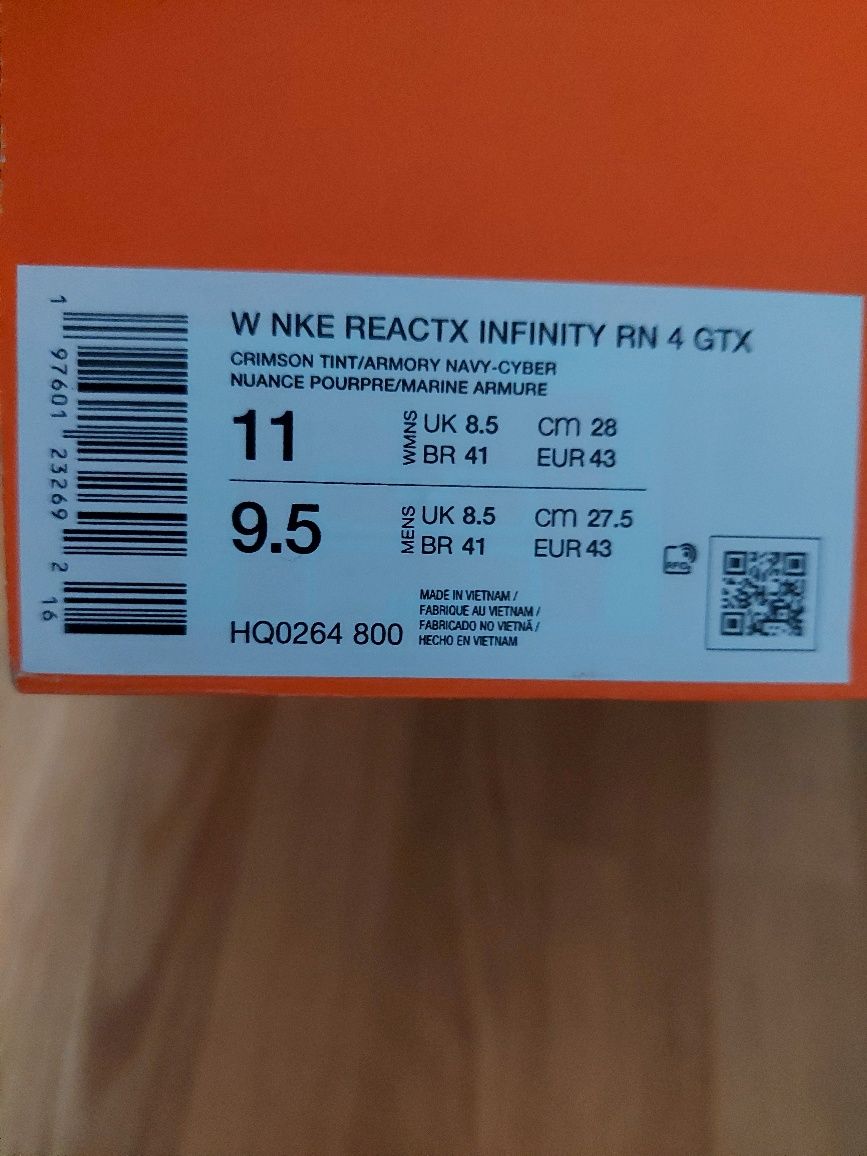 Nike React Infinity Run 4 Gore Tex Peach  43, 27.5.
