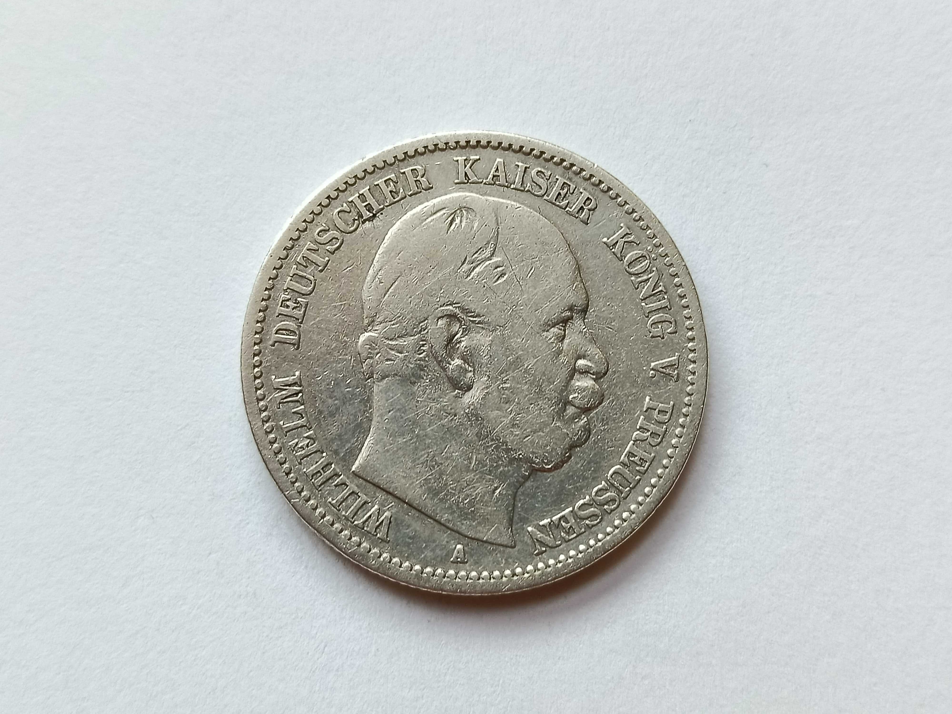 2 marki 1876 A Niemcy Prusy Wilhelm  l Stan 2 oryginał Srebro
