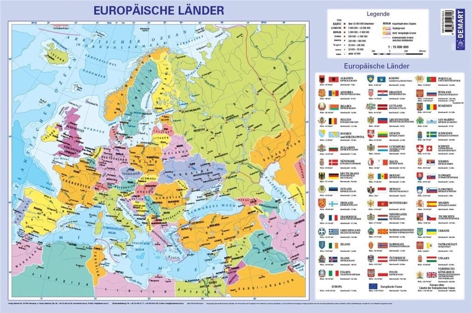 Podkładka na biurko Mapa Europy polityczna Demart broszurowa,562x372