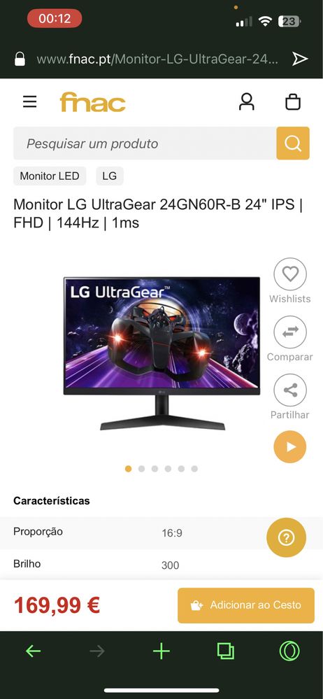 Monitor LG 144hz NOVO!