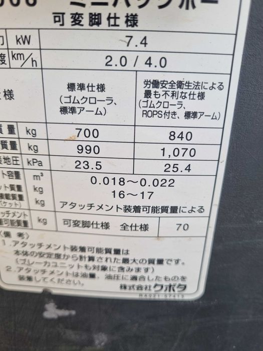 Minikoparka Kubota K008-3 U008 stan bardzo dobry