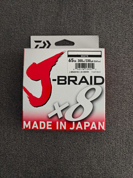 Plecionka Daiwa J-Braid x8 0.41mm 300M 65lb biała