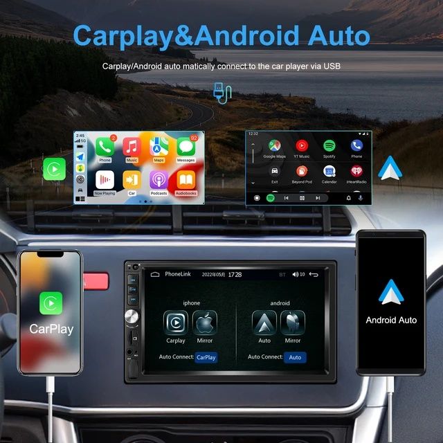 Rádio 2din 7 polegadas CARPLAY e android auto Bluetooth e Mic NOVO