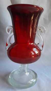 Rubinowy wazon Amfora Słuczan Orkusz Szkło Prl Vintage