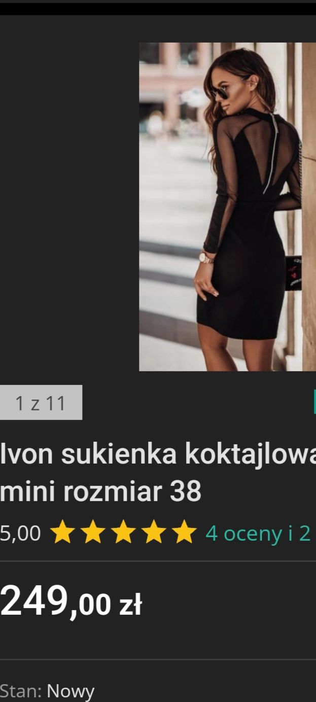 Sukienka klasyczna mini czarna 38