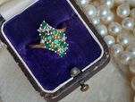 R.14 Pierścionek 4.3g Szmaragdy Diamenty Złoto 585 WYCENA