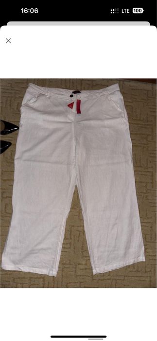 Нові льон віскоза білі батал 26 жіночі штани