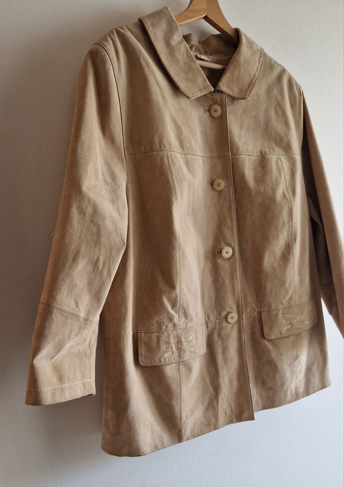 Skórzana kurtka vintage zamsz