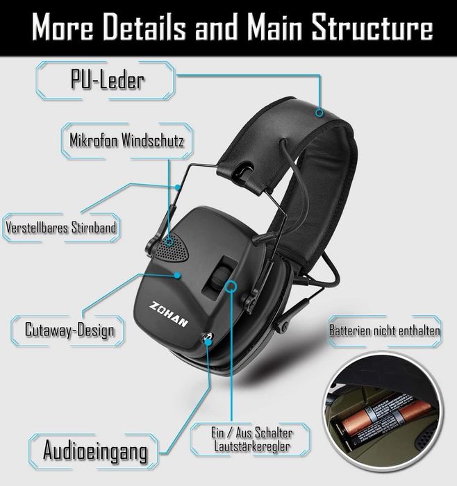 Elektroniczne nauszniki zohan em054 z pokrowcem kolor zielony