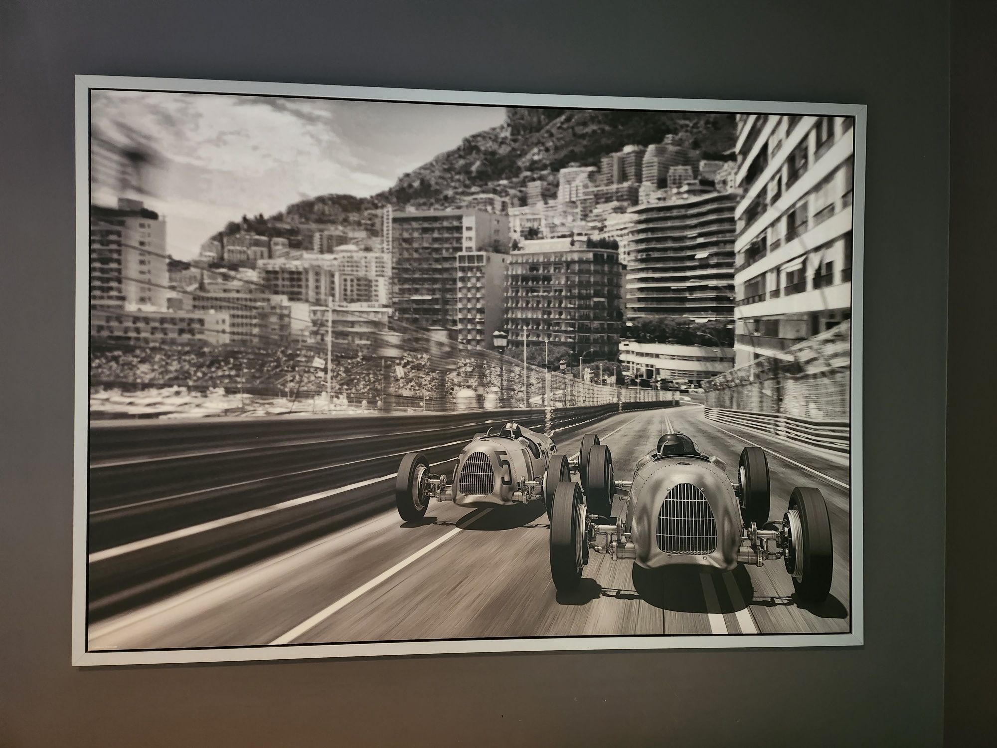 Obraz, plakat, srebrna rama, Monte Carlo wyścigi samochodowe, vintage