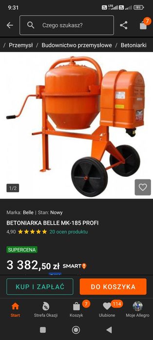 Betoniarka spomasz jak nowa po 1 budowie na 230 v