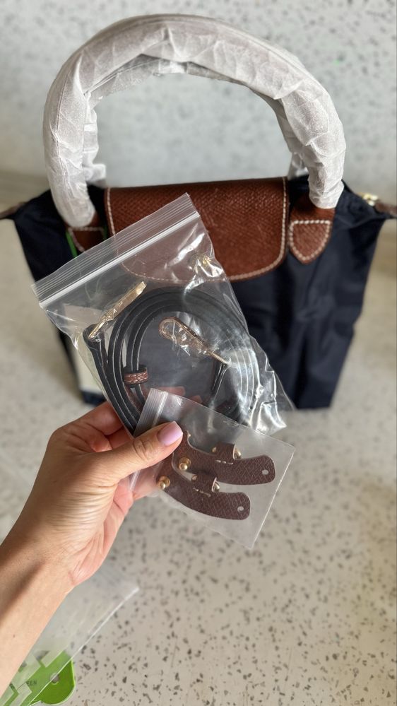 Longchamp сумка в середньому розмірі, текстиль та натуральна шкіра
