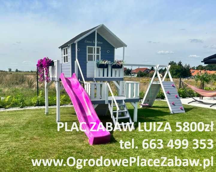 wiele modeli, BEZ CZEKANIA drewniany PLAC ZABAW 2 huśtawki, ślizg+gont