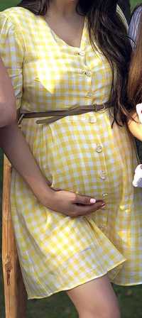 Сукня для вагітних платье для беременных платтячко в клітинку жовте
