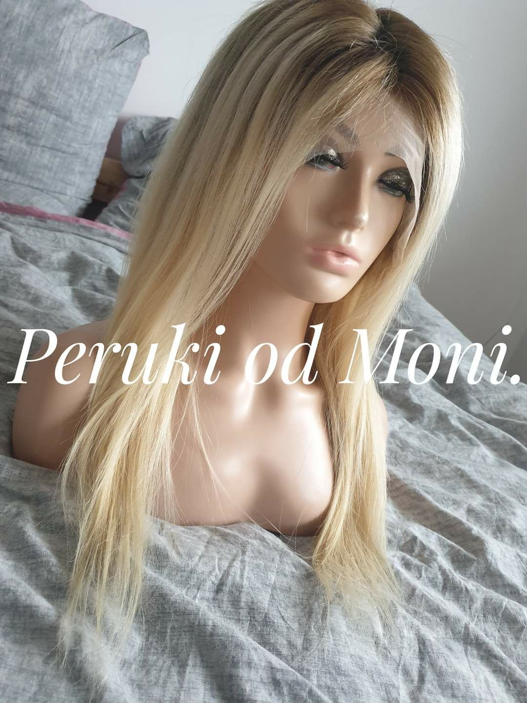 Peruka włos naturalny blond z odrostem