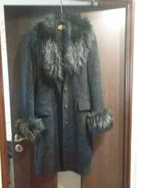 Czarny damski długi płaszcz 38