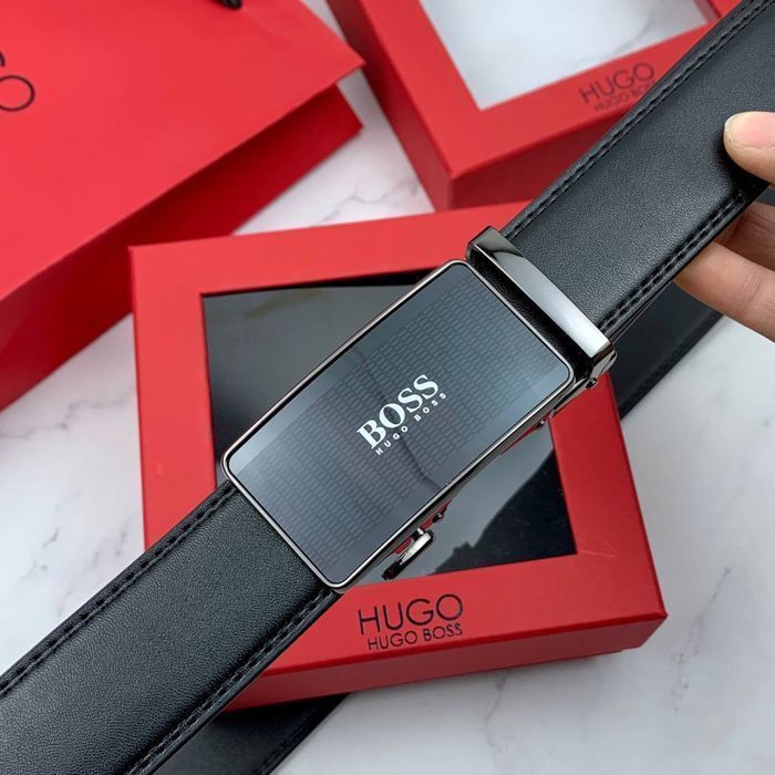 Мужской ремень с пряжкой автомат Hugo Boss чоловічий пасок