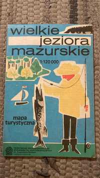 Wielkie jeziora mazurskie stara mapa turystyczna 1987
