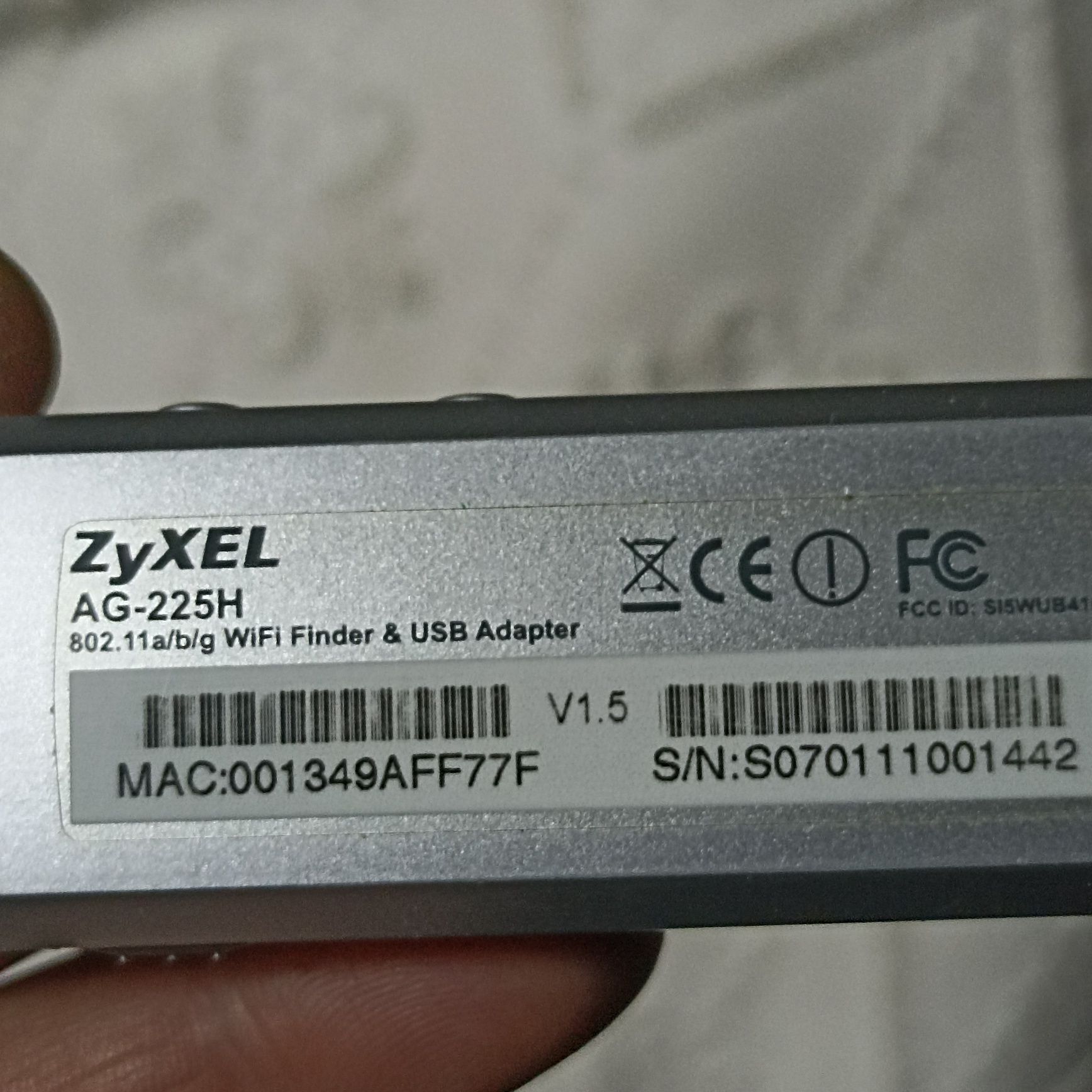 Zyxel Wi Fi finder USB adapter digital screen