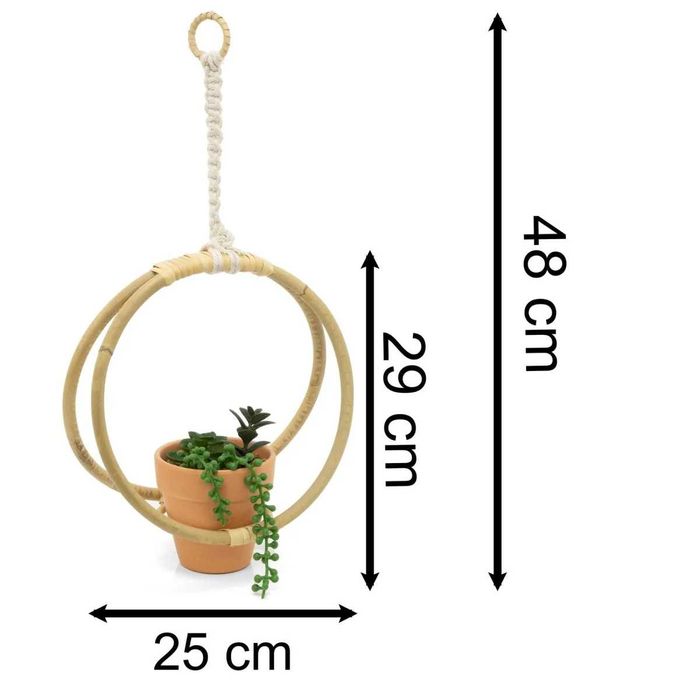 Sztuczny sukulent w rattanowym wieszaku 48 cm wiszący