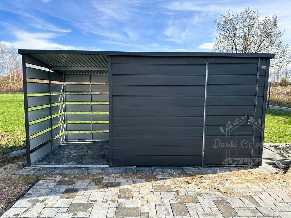 Domek Ogrodowy Schowek 3x2 wiata 1,5x2 okno Antracyt  ID436