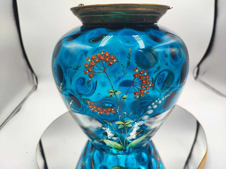 Secesyjny klosz na lampa świecowa,malowany