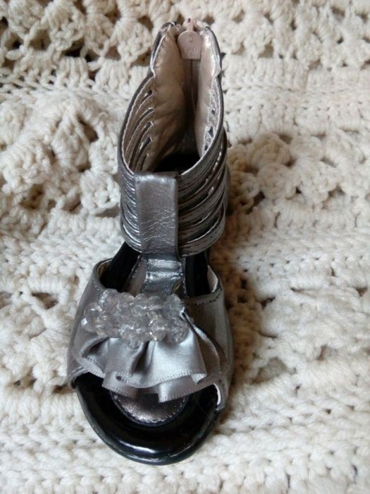 srebrne pantofle - sandałki r:21 (14cm) /k20.