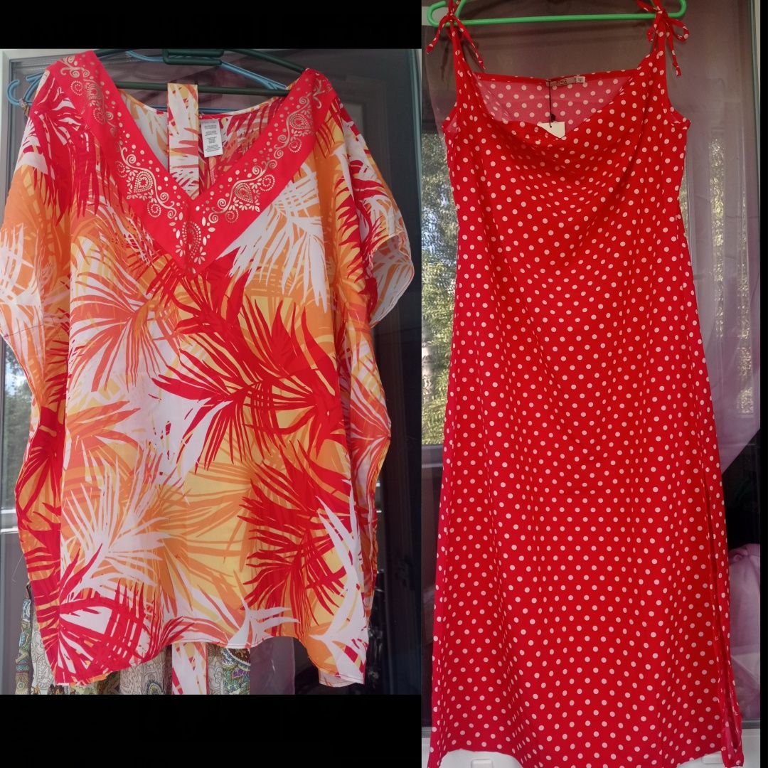 Блуза у стилі БОХО із поясом та нове плаття червоне в горошок